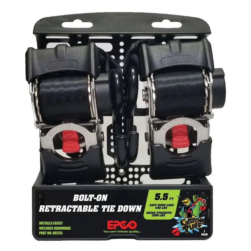Gator Tuff Bolt-On Retractable Tie-Down 2" x 5.5' Pair #BR255