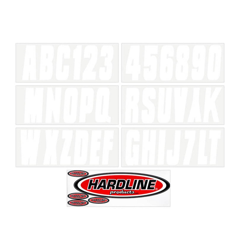 Hardline Boat Lettering Registration Kit 3 in. - 350 White Solid