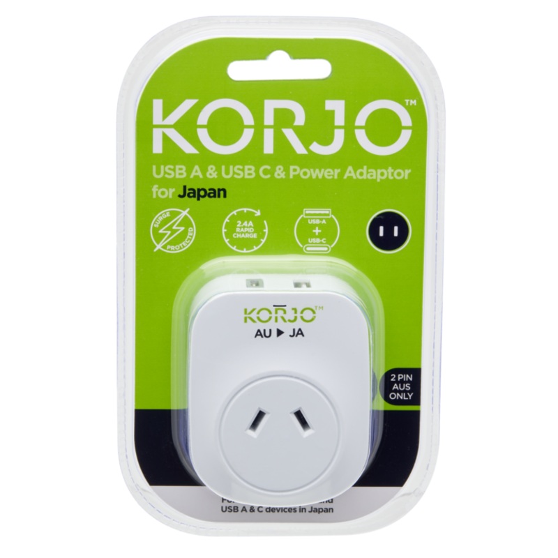 KORJO USB A+C & Power Adaptor for Japan
