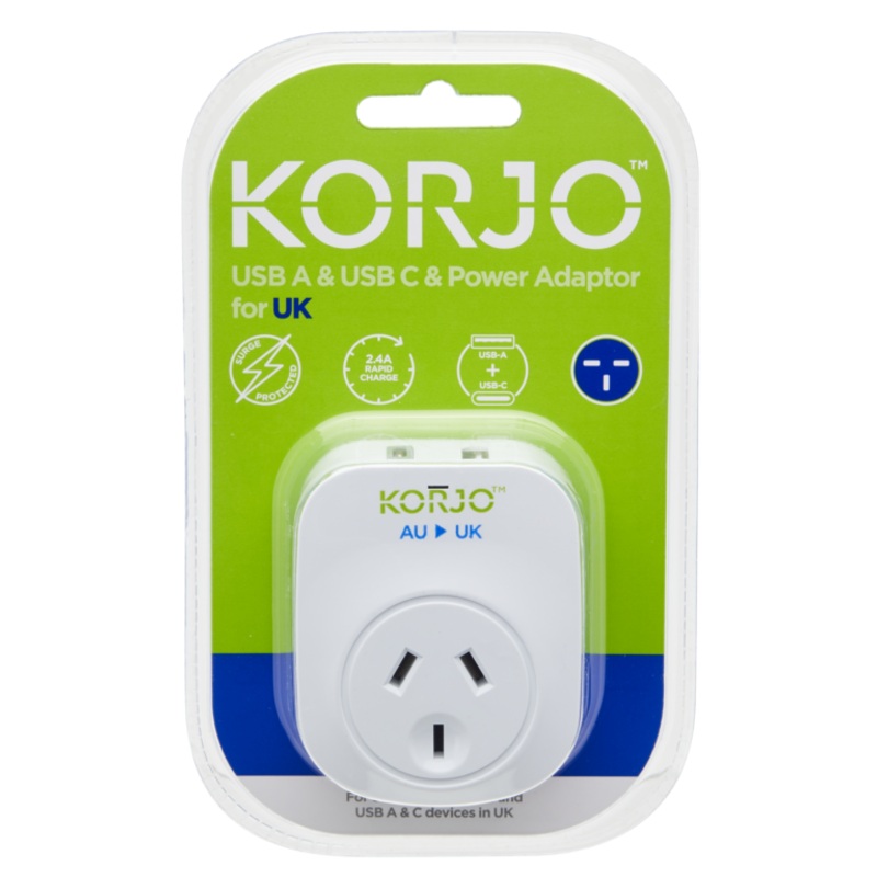 KORJO USB A+C & Power Adaptor for UK