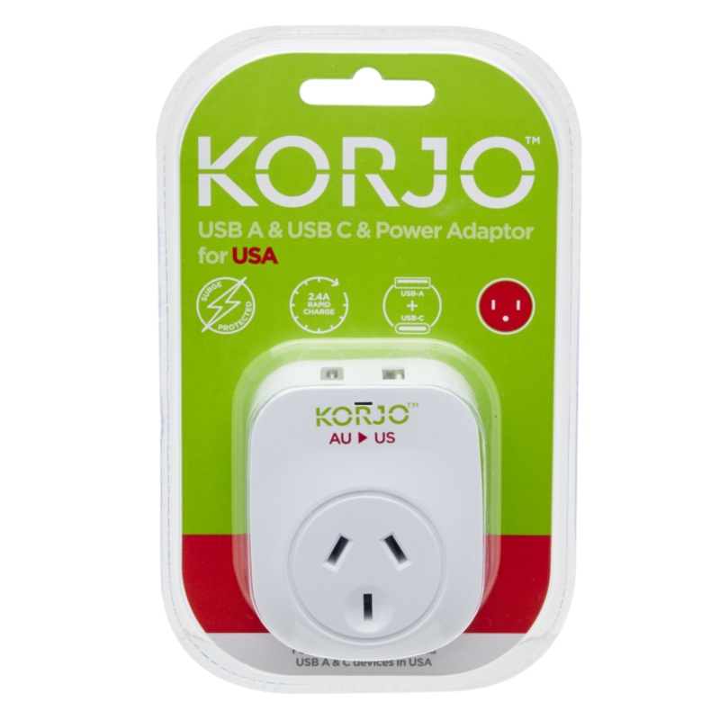 KORJO USB A+C & Power Adaptor for USA