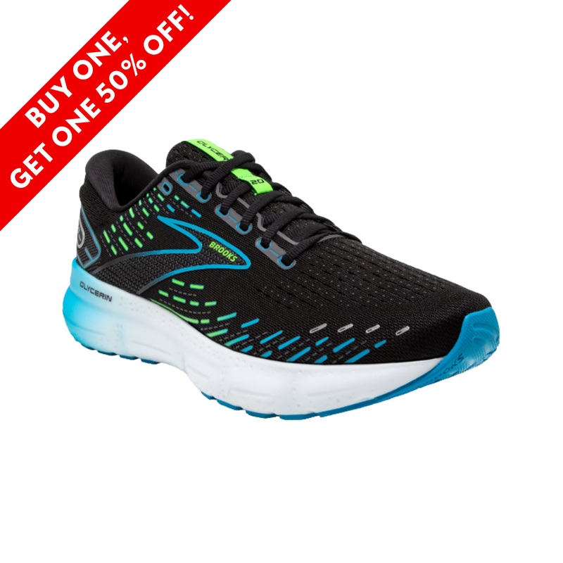 Mens Glycerin 20  Black/Hawaiian Ocean/Green (D Width)