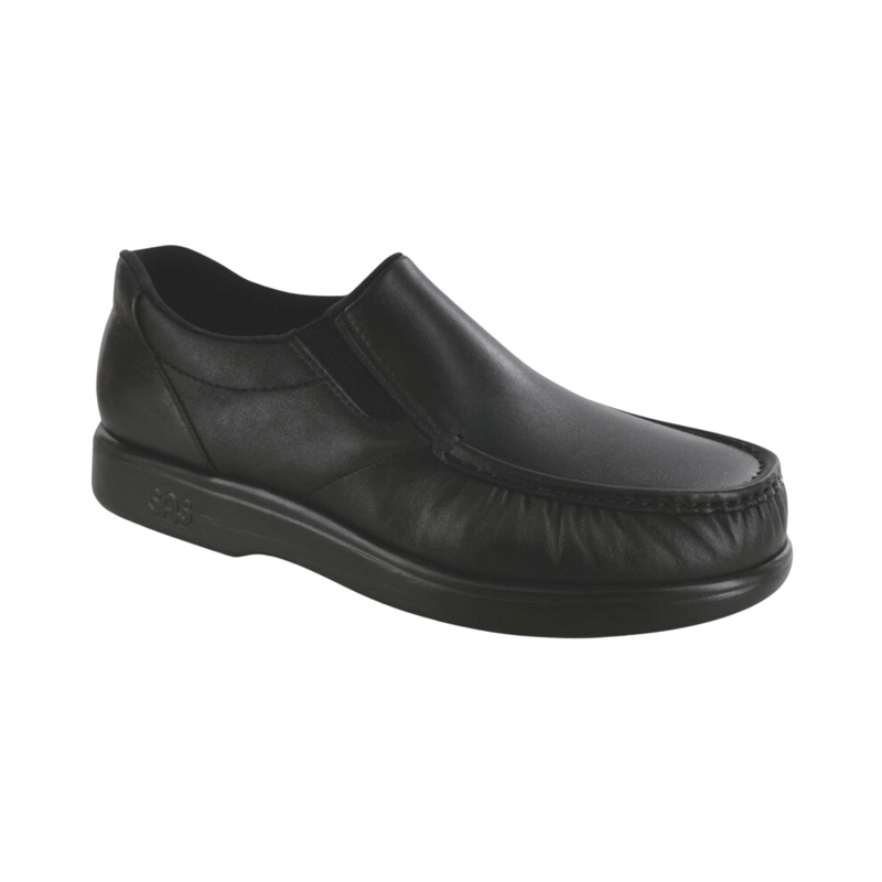 Men's Side Gore Slip-On Loafer - Black Smooth (Regular Width)