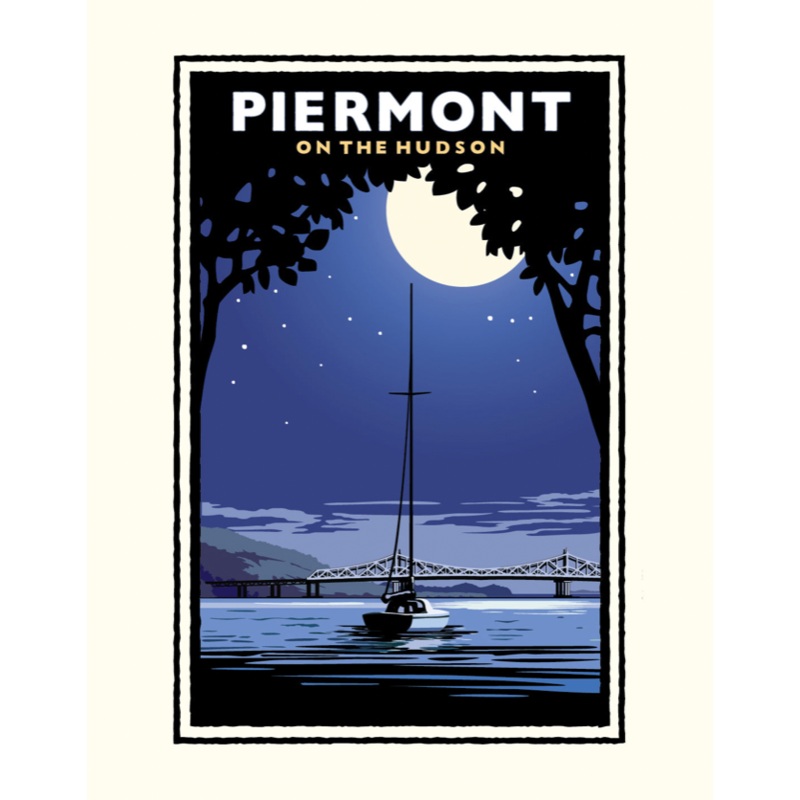 Piermont on the Hudson Moonlight Print 24x32