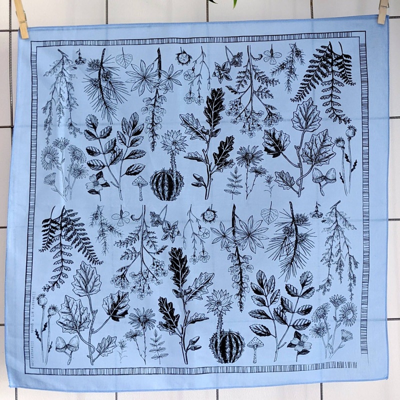 ilikesara | art + goods - Bandana | leaf & petal - light blue
