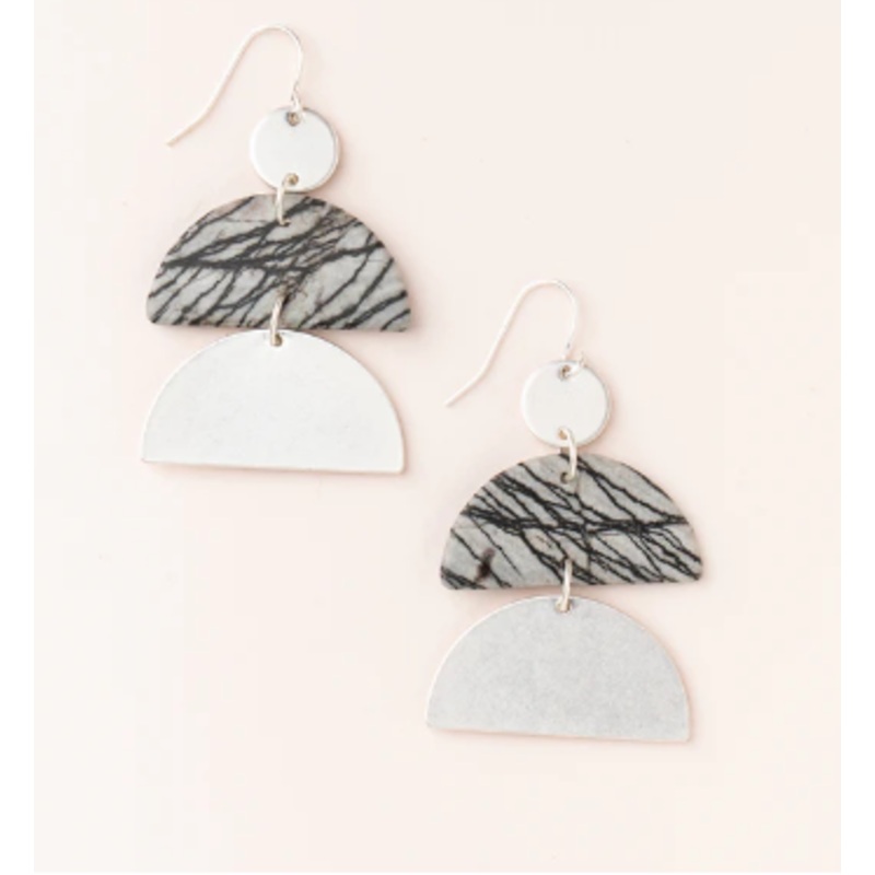 Stone Half Moon Earring