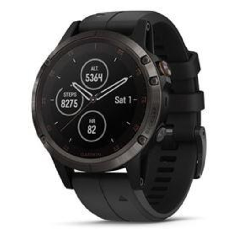 Garmin Fenix 5 Plus Sapphire Carbon Gray DLC Titanium with Black Silicone Band